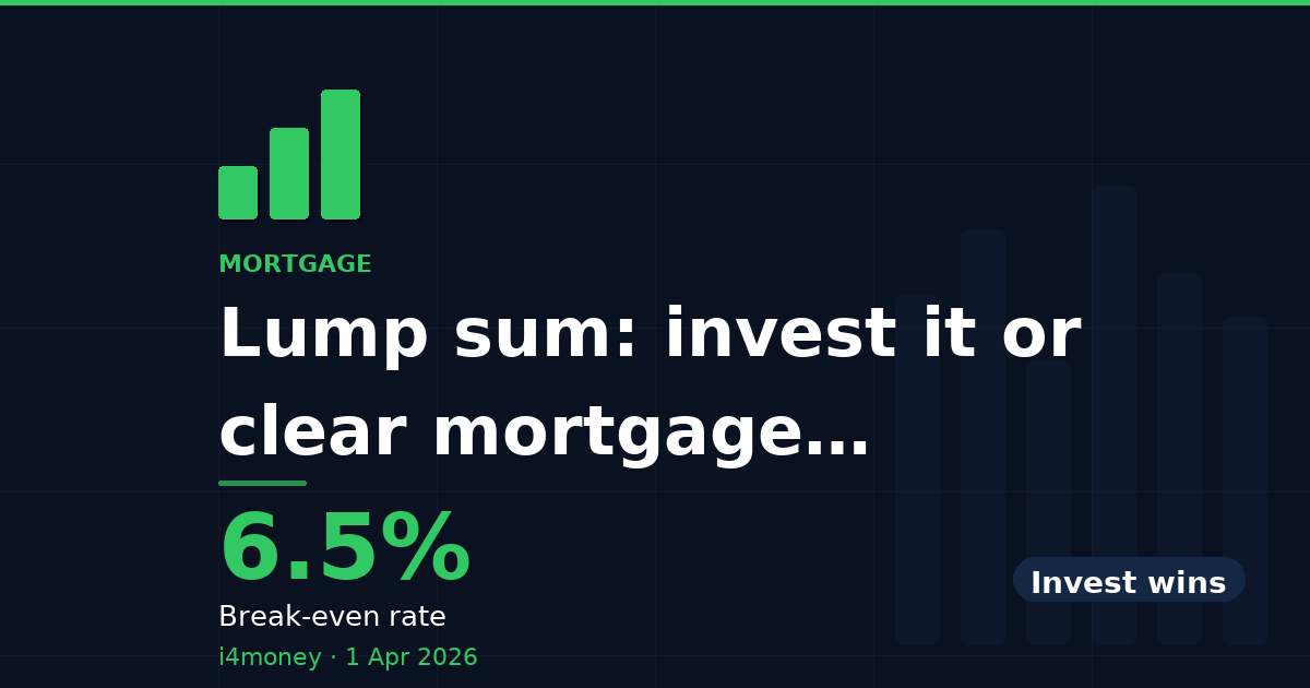 Lump sum: invest it or clear mortgage debt? The numbers say — 6.5% (Break-even rate)