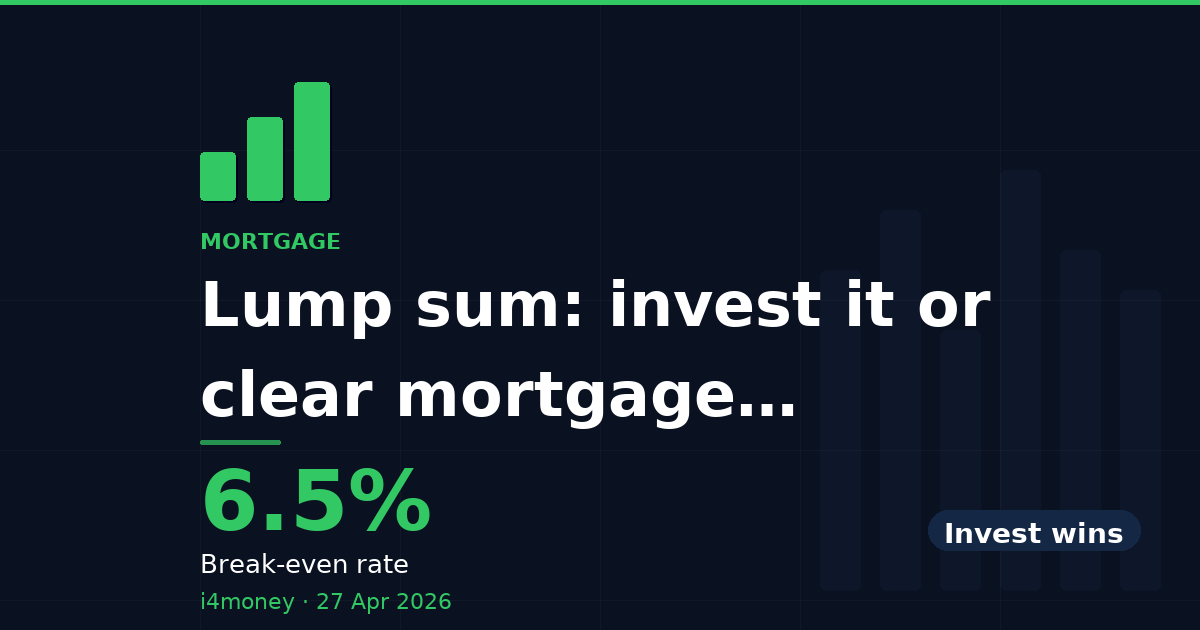 Lump sum: invest it or clear mortgage debt? The numbers say — 6.5% (Break-even rate)